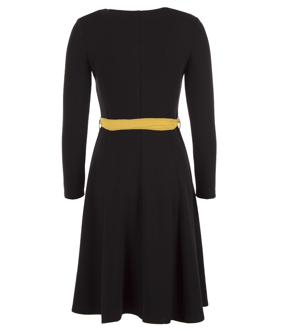 Elegant dress with rayon and silk, with contrasting textile belt 1